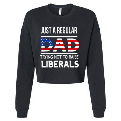 Just A Regular Dad Trying Not To Raise Liberals Fathers Day Cropped Pullover Crew