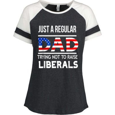 Just A Regular Dad Trying Not To Raise Liberals Fathers Day Enza Ladies Jersey Colorblock Tee