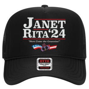 Janet And Rita 2024 The Grannies Political Nice Parking Spot Rita High Crown Mesh Back Trucker Hat