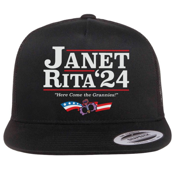 Janet And Rita 2024 The Grannies Political Nice Parking Spot Rita Flat Bill Trucker Hat