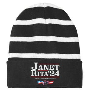 Janet And Rita 2024 The Grannies Political Nice Parking Spot Rita Striped Beanie with Solid Band