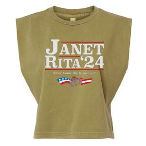 Janet And Rita 2024 The Grannies Political Nice Parking Spot Rita Garment-Dyed Women's Muscle Tee