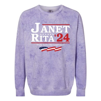 Janet And Rita For President 2024 Colorblast Crewneck Sweatshirt