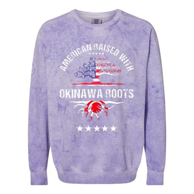 Japanese American Raised With Okinawa Roots Japan Colorblast Crewneck Sweatshirt