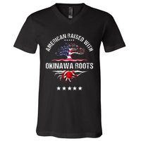 Japanese American Raised With Okinawa Roots Japan V-Neck T-Shirt