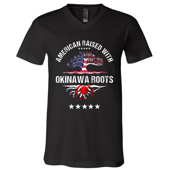 Japanese American Raised With Okinawa Roots Japan V-Neck T-Shirt