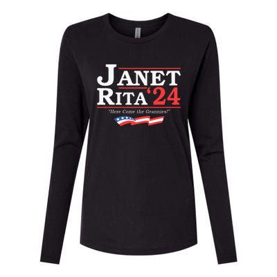 Janet And Rita 2024 Here Come The Grannies Womens Cotton Relaxed Long Sleeve T-Shirt