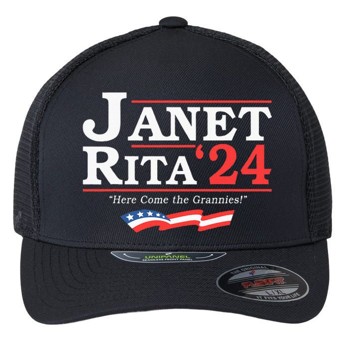 Janet And Rita 2024 Here Come The Grannies Flexfit Unipanel Trucker Cap