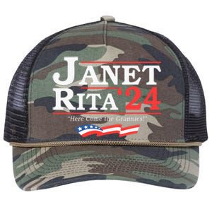 Janet And Rita 2024 Here Come The Grannies Retro Rope Trucker Hat Cap