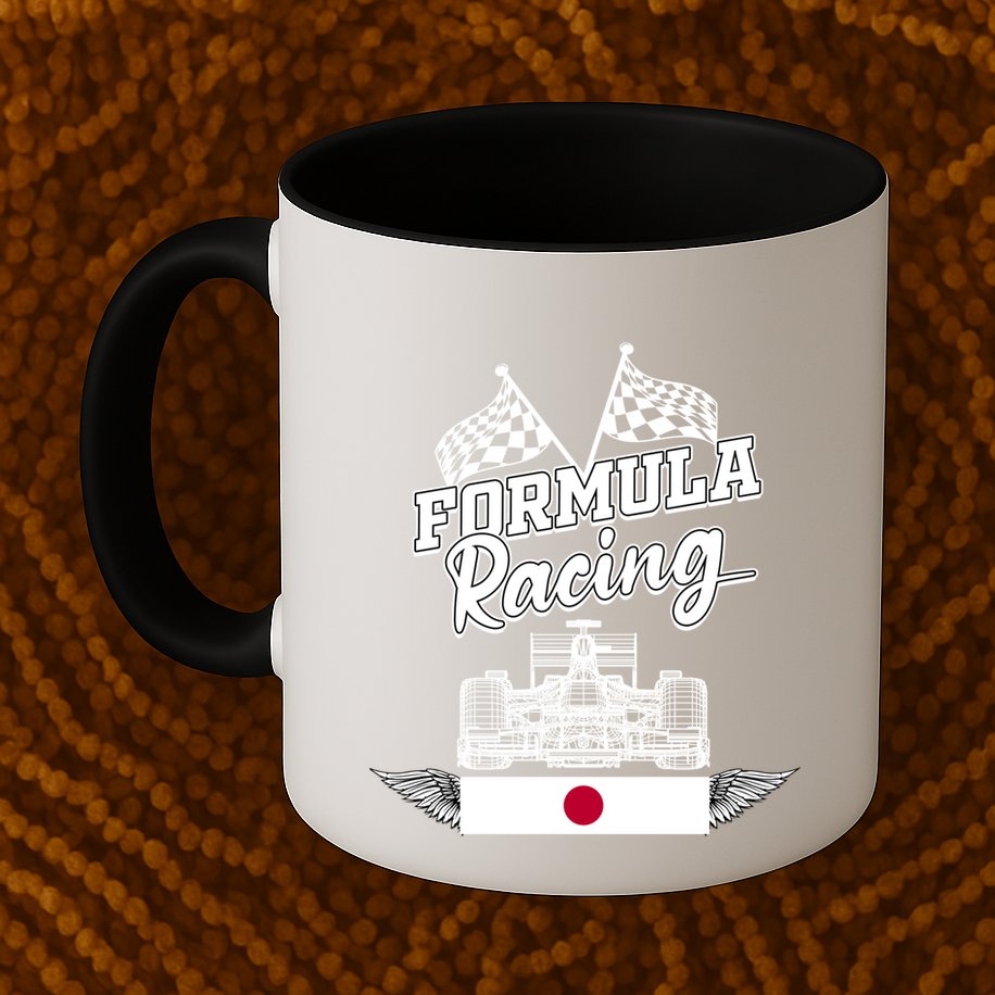 Japanese Auto Race Japan Flag Formula Racing Car Blueprint Great Gift Mug