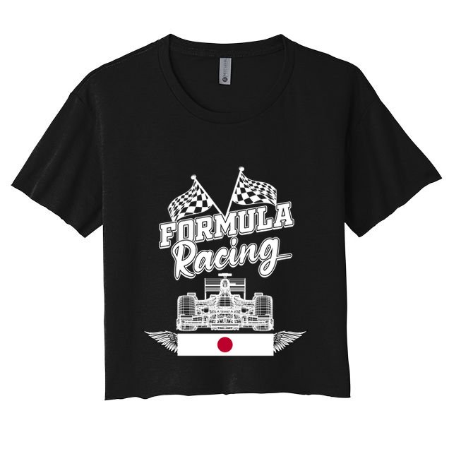 Japanese Auto Race Japan Flag Formula Racing Car Blueprint Great Gift Crop Top