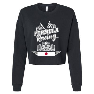 Japanese Auto Race Japan Flag Formula Racing Car Blueprint Great Gift Cropped Pullover Crew