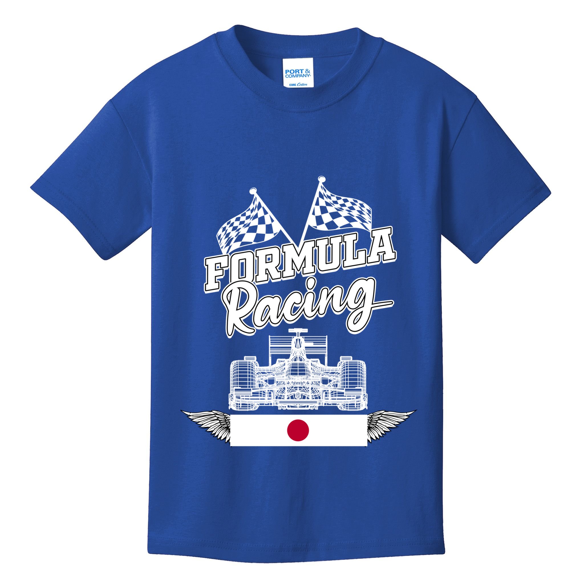 Japanese Auto Race Japan Flag Formula Racing Car Blueprint Great Gift Kids T-Shirt