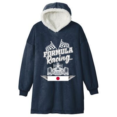 Japanese Auto Race Japan Flag Formula Racing Car Blueprint Great Gift Hooded Wearable Blanket