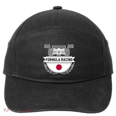 Japanese Auto Race Japan Flag Formula Racing Car Blueprint Gift 7-Panel Snapback Hat