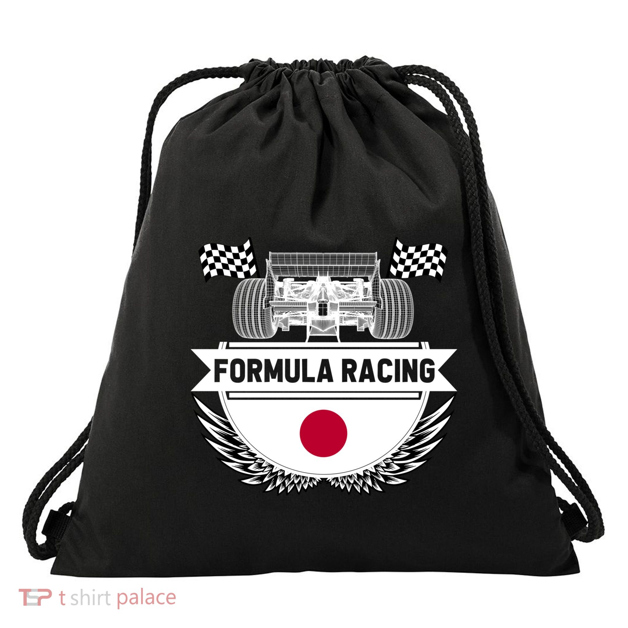 Japanese Auto Race Japan Flag Formula Racing Car Blueprint Gift Drawstring Bag