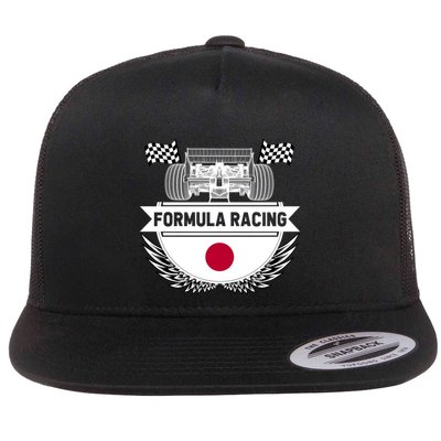 Japanese Auto Race Japan Flag Formula Racing Car Blueprint Gift Flatbill Hat