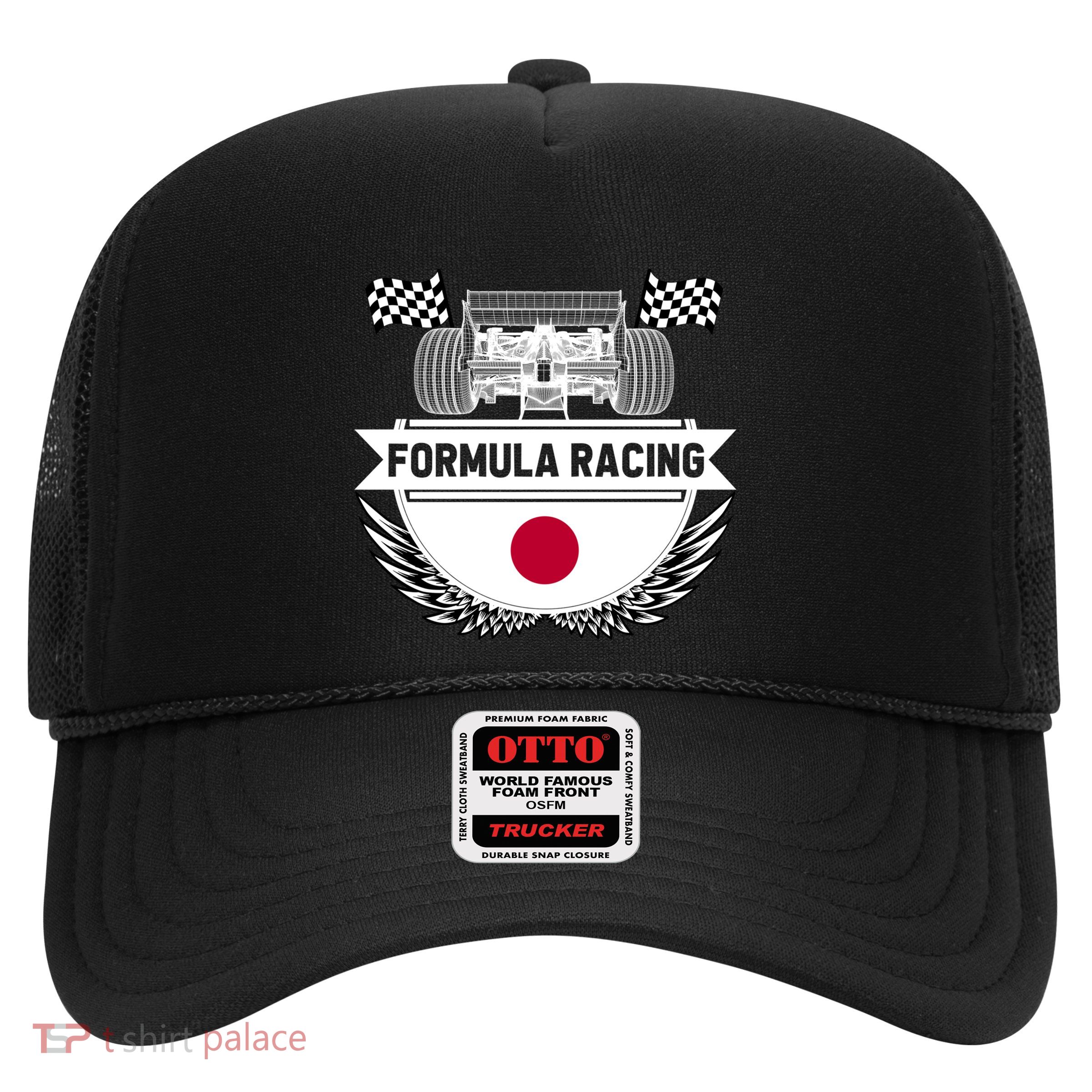 Japanese Auto Race Japan Flag Formula Racing Car Blueprint Gift Trucker Hat