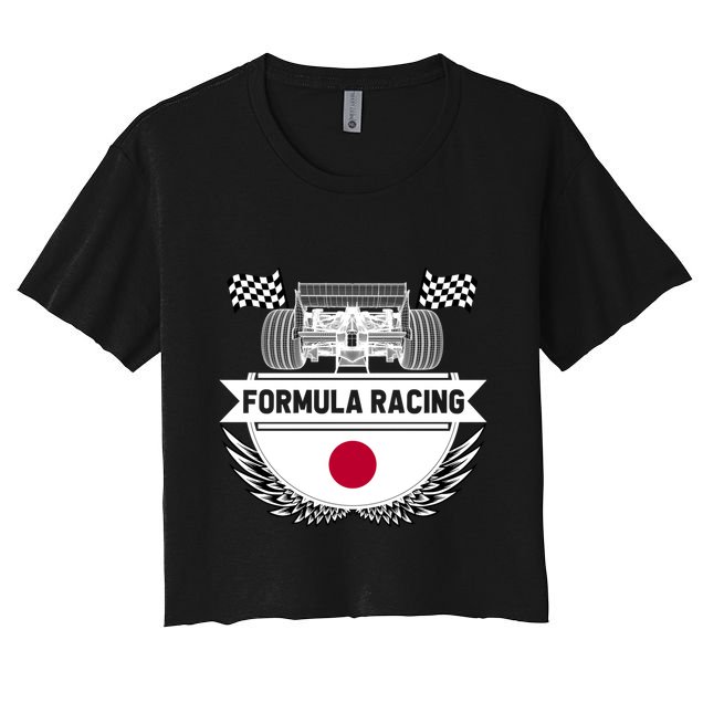 Japanese Auto Race Japan Flag Formula Racing Car Blueprint Gift Women's Crop Top Tee