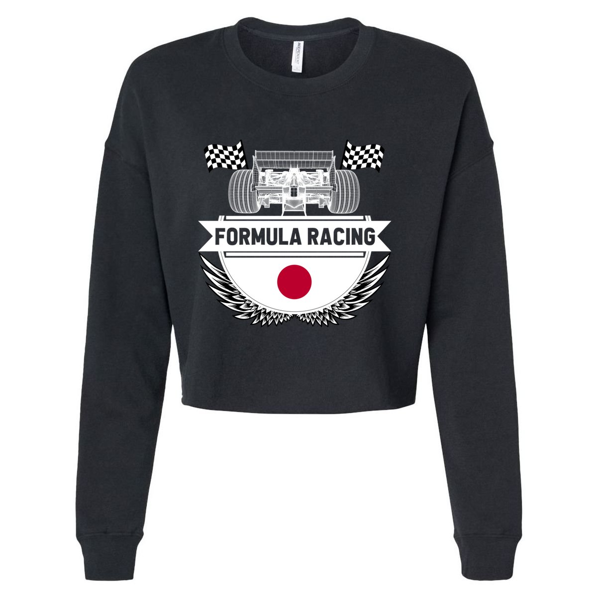 Japanese Auto Race Japan Flag Formula Racing Car Blueprint Gift Cropped Pullover Crew