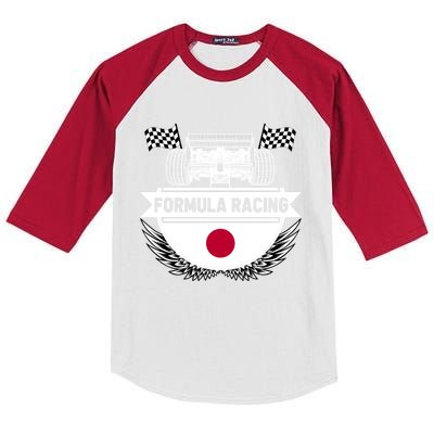 Japanese Auto Race Japan Flag Formula Racing Car Blueprint Gift Kids Colorblock Raglan Jersey