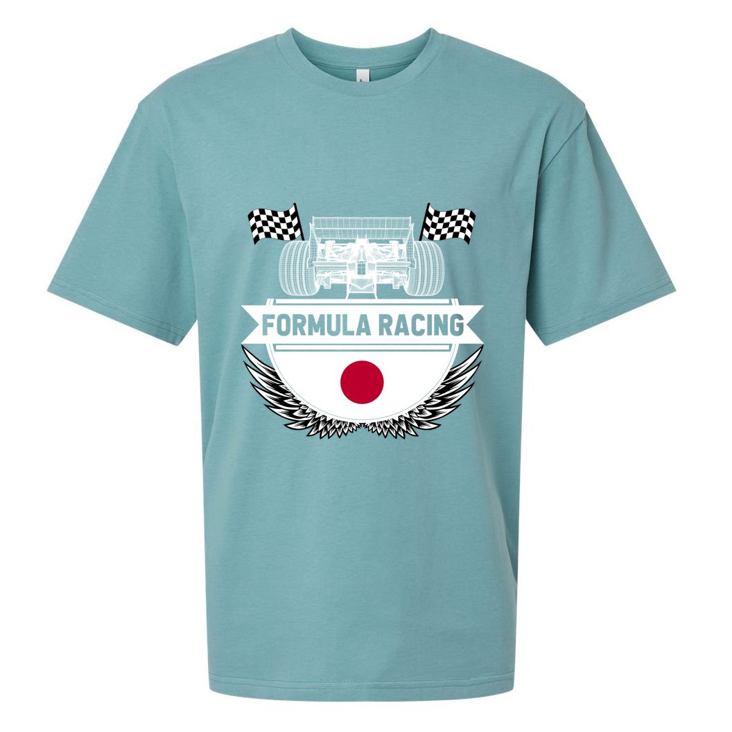 Japanese Auto Race Japan Flag Formula Racing Car Blueprint Gift Sueded Cloud Jersey T-Shirt