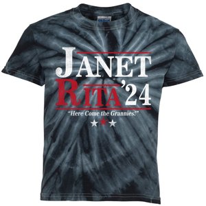 Janet And Rita 2024 Here Come The Grannies Kids Tie-Dye T-Shirt