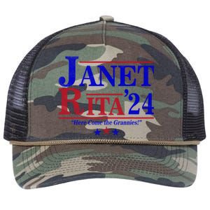 Janet And Rita 2024 Here Come The Grannies Retro Rope Trucker Hat Cap