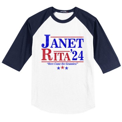 Janet And Rita 2024 Here Come The Grannies Baseball Sleeve Shirt