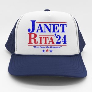 Janet And Rita 2024 Here Come The Grannies Trucker Hat