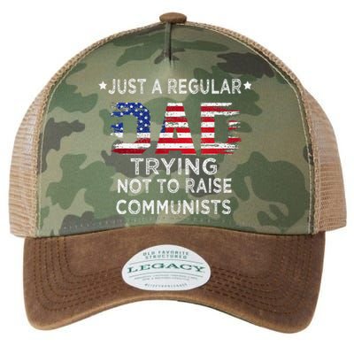 Just A Regular Dad Trying Not To Raise Communists Legacy Tie Dye Trucker Hat