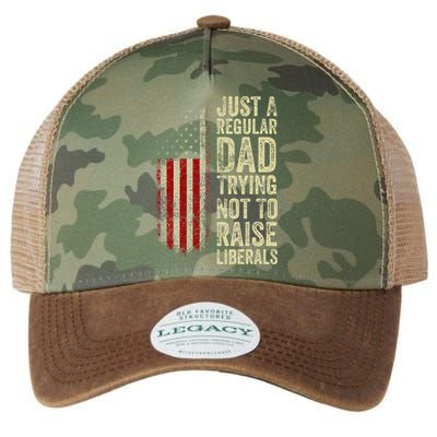 Just A Regular Dad Trying Not To Raise Liberals FatherS Day Legacy Tie Dye Trucker Hat