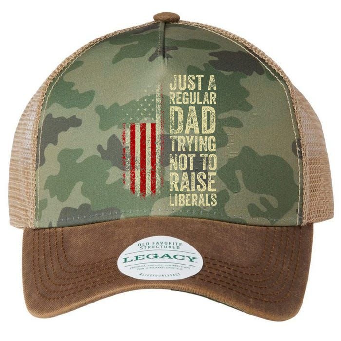 Just A Regular Dad Trying Not To Raise Liberals FatherS Day Legacy Tie Dye Trucker Hat