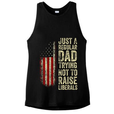 Just A Regular Dad Trying Not To Raise Liberals FatherS Day Ladies PosiCharge Tri-Blend Wicking Tank