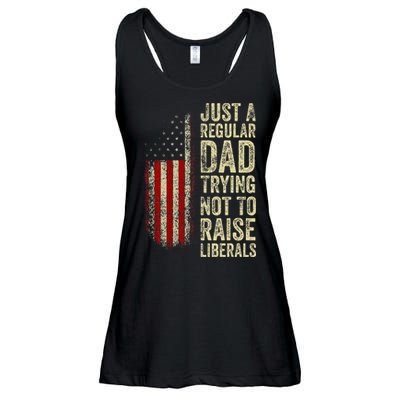 Just A Regular Dad Trying Not To Raise Liberals FatherS Day Ladies Essential Flowy Tank