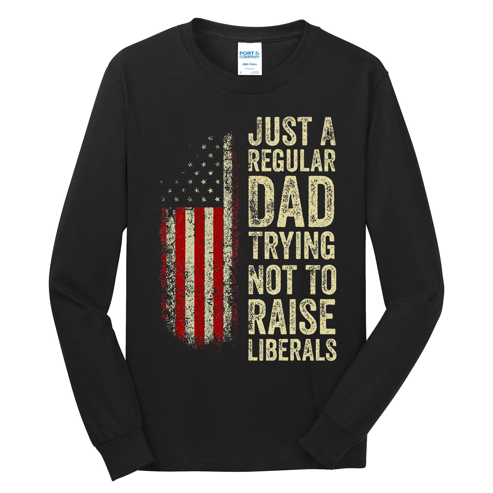 Just A Regular Dad Trying Not To Raise Liberals FatherS Day Tall Long Sleeve T-Shirt