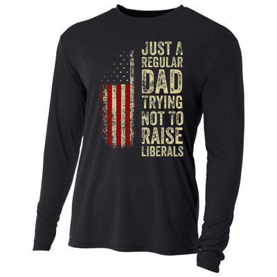 Just A Regular Dad Trying Not To Raise Liberals FatherS Day Cooling Performance Long Sleeve Crew