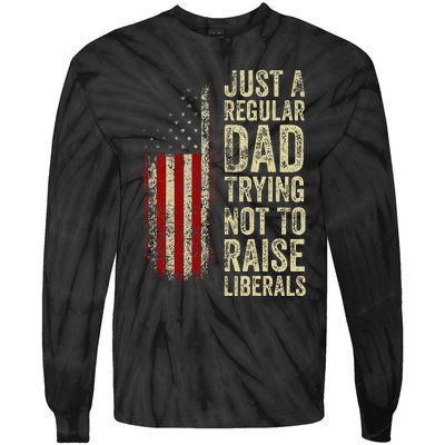 Just A Regular Dad Trying Not To Raise Liberals FatherS Day Tie-Dye Long Sleeve Shirt