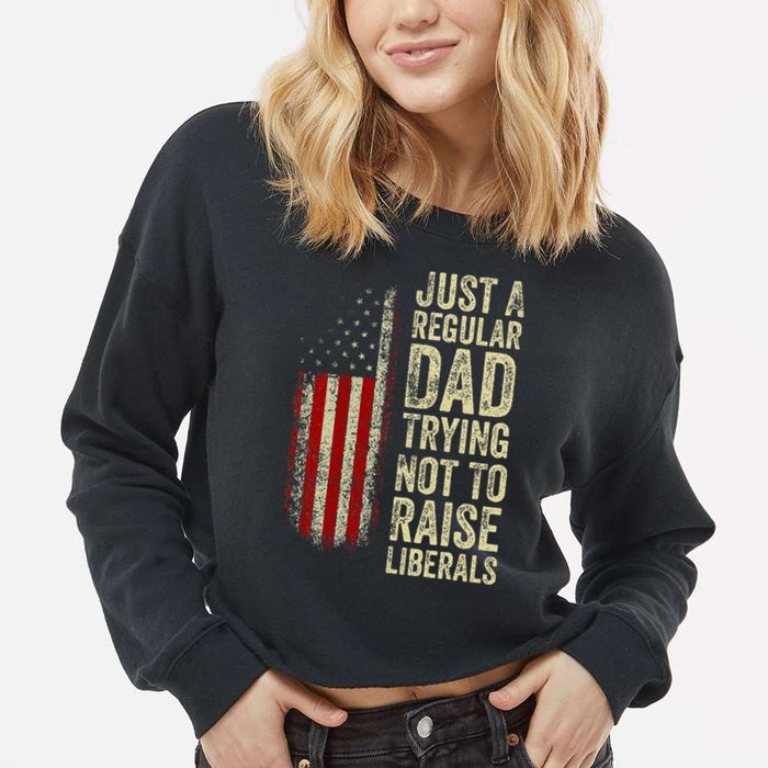 Just A Regular Dad Trying Not To Raise Liberals FatherS Day Cropped Pullover Crew