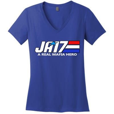 Ja17 A Real Mafia Hero Women's V-Neck T-Shirt