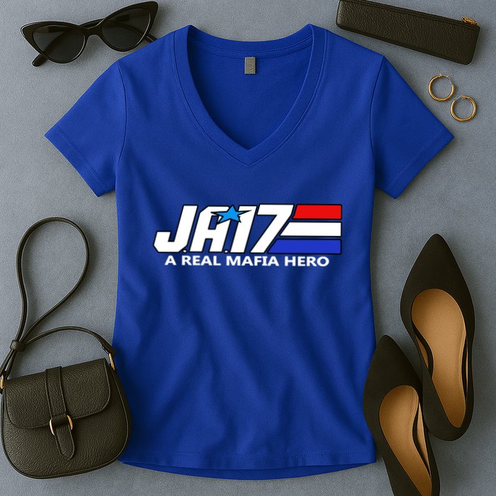 Ja17 A Real Mafia Hero Women's V-Neck T-Shirt