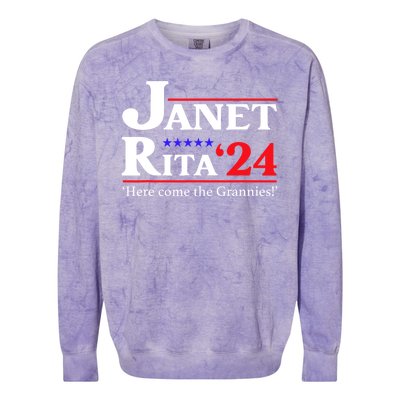 Janet And Rita 2024 Here Come The Grannies President Colorblast Crewneck Sweatshirt