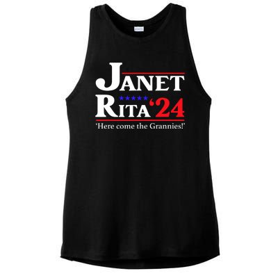 Janet And Rita 2024 Here Come The Grannies President Ladies PosiCharge Tri-Blend Wicking Tank