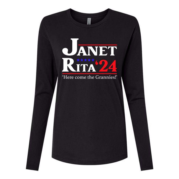 Janet And Rita 2024 Here Come The Grannies President Womens Cotton Relaxed Long Sleeve T-Shirt