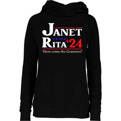 Janet And Rita 2024 Here Come The Grannies President Womens Funnel Neck Pullover Hood