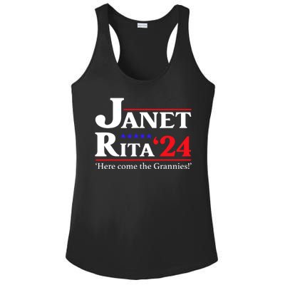 Janet And Rita 2024 Here Come The Grannies President Ladies PosiCharge Competitor Racerback Tank