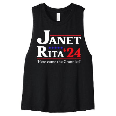 Janet And Rita 2024 Here Come The Grannies President Women's Racerback Cropped Tank