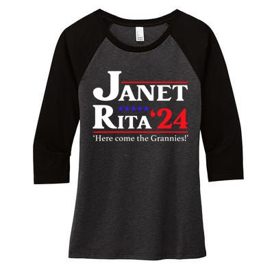 Janet And Rita 2024 Here Come The Grannies President Women's Tri-Blend 3/4-Sleeve Raglan Shirt