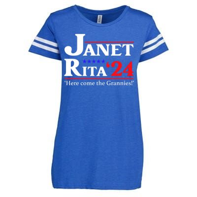 Janet And Rita 2024 Here Come The Grannies President Enza Ladies Jersey Football T-Shirt