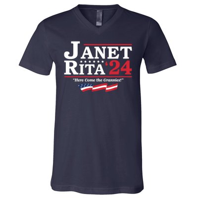 Janet And Rita For President 2024 Here Come The Grannies 24 V-Neck T-Shirt